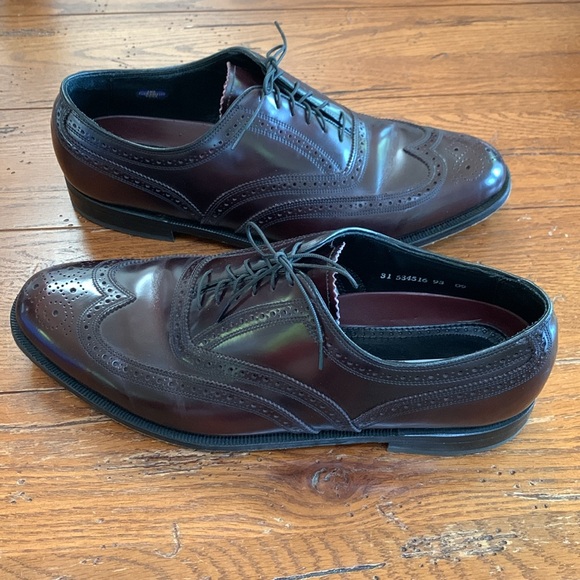 Florsheim Wingtip Oxford Lace-up Shoes Men’s Burgundy Leather Size 12 3E Width - Picture 1 of 14